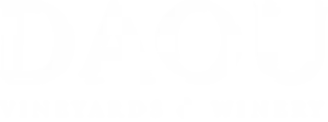White text on a light gray background reads DAOU Vineyards & Winery, with the letters DAOU in large, prominent font above smaller text.