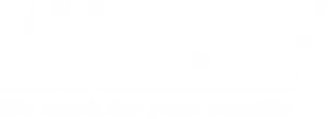 White logo with the word UNITEC in bold, stylized letters featuring horizontal lines and a ladder-like design in the T. Below, the slogan reads: We work for your results. Background is light gray.